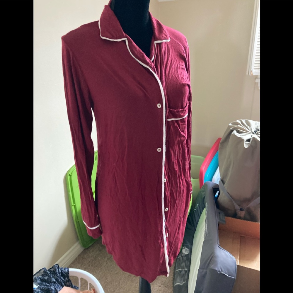 Alexander del Rossa button up sleep shirt S